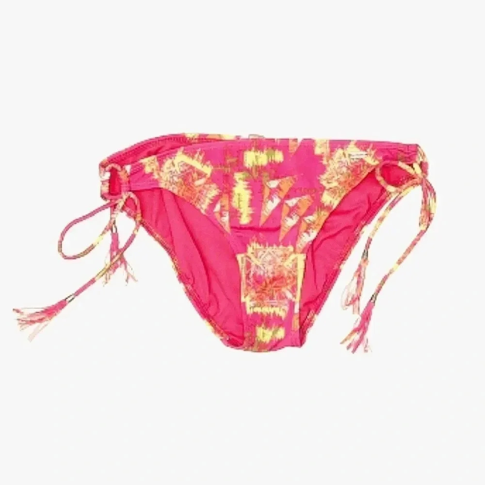 La Hearts tropical pink and yellow print side tie  bikini bottom Size Small